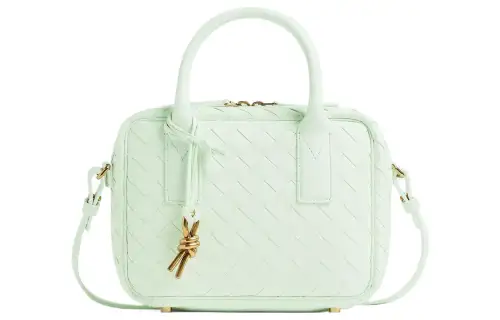 Bottega Veneta Zip Closure Sheepskin Shoulder Bag, Crossbody Bag, Handbag Small Women's Glacier Blue
