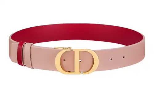 DIOR Letter Logo Plate Buckle Women's Pink Width 3.5CM