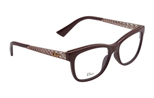 DIOR Plastic Square Eyeglass Frames Women's Burgundy