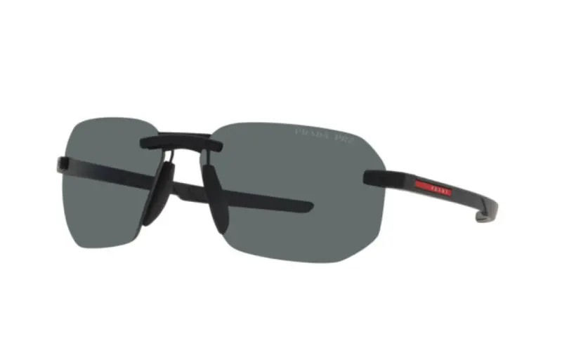 PRADA Plastic Irregular Shape Sunglasses Men's Black