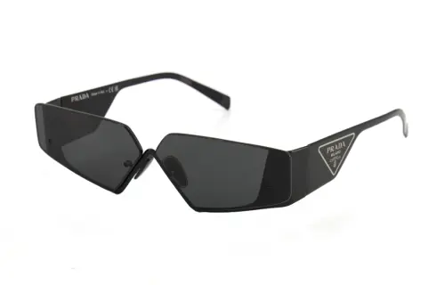 PRADA Metal Irregular Shape Sunglasses Women's Black