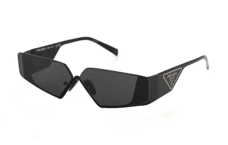 PRADA Metal Irregular Shape Sunglasses Women's Black