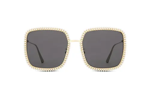 DIOR Square Sunglasses Women's Gold