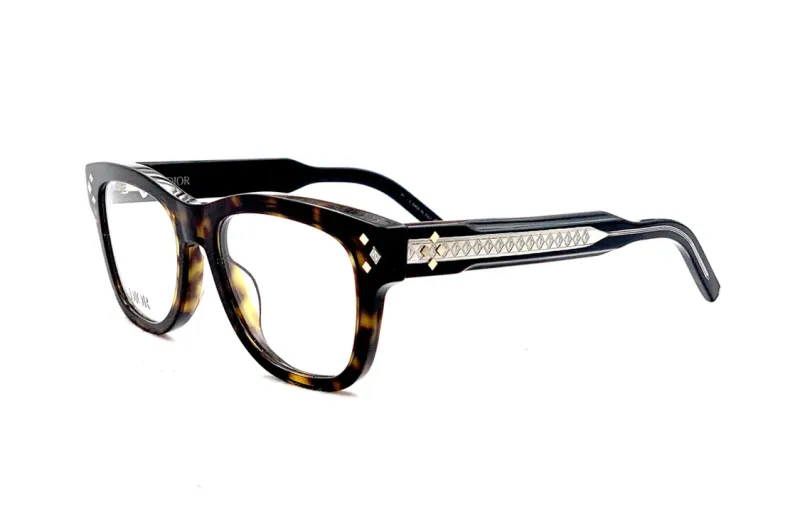DIOR Acetate Square Eyeglass Frames Men's Tortoiseshell