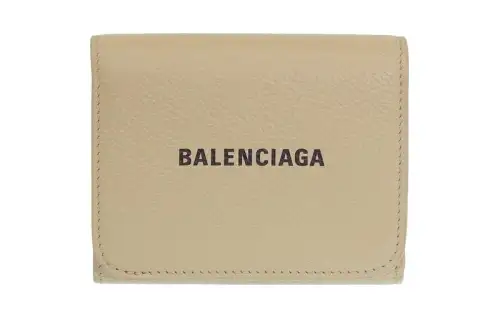 Balenciaga Leather Wallet Women's Beige