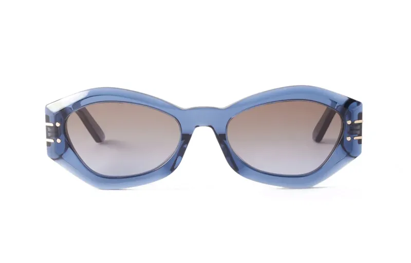 DIOR Acetate Irregular Shape Sunglasses Women's Blue