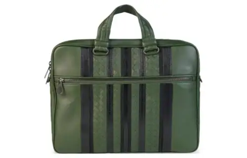 Bottega Veneta Leather Messenger Bag, Shoulder Bag, Crossbody Bag, Handbag Men's Green & Black