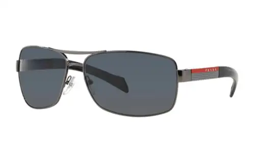 PRADA Metal Plastic Rectangular Sunglasses Men's Black