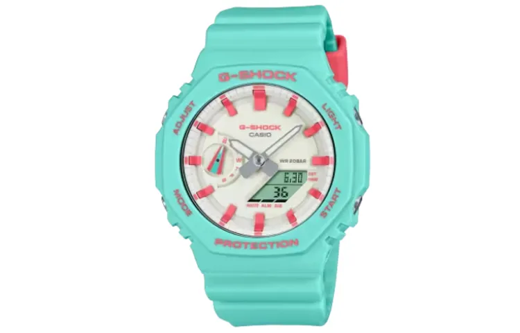 CASIO Men Liquid Crystal/Analog Dual Display Series White Watch GA-2100RB-3A