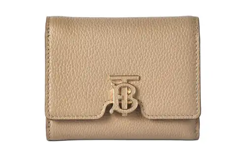 Burberry Cow Leather Wallet Women's Milk Tea