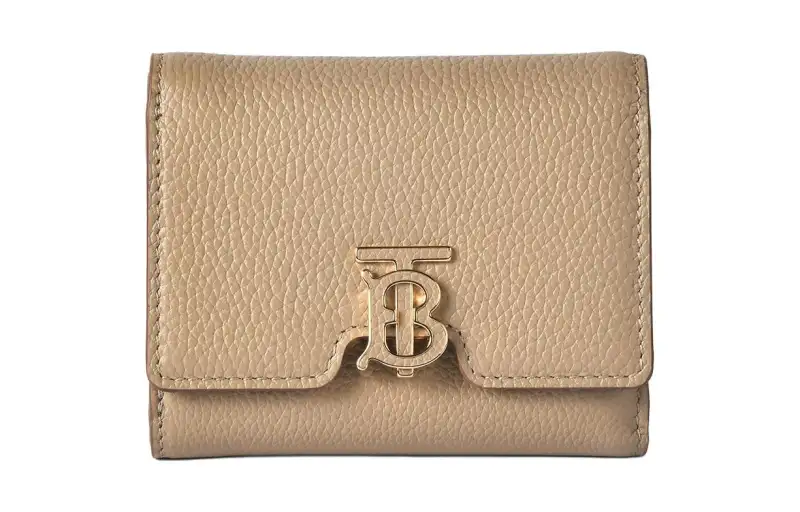 Burberry Cow Leather Wallet Women's Milk Tea