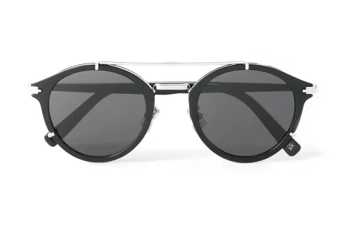 DIOR Acetate Metal Round Sunglasses Men's Black