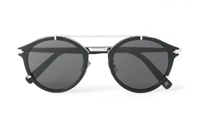 DIOR Acetate Metal Round Sunglasses Men's Black
