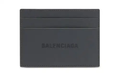 Balenciaga Smooth Calfskin Card Holder Men's Gray