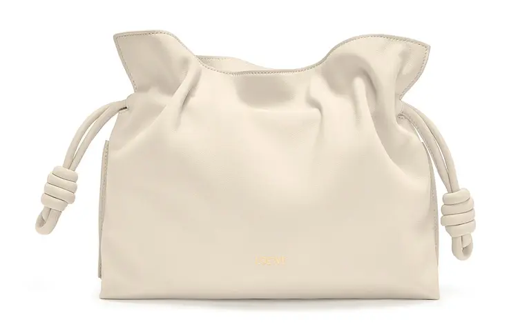 LOEWE Flamenco Nappa Cow Leather One Shoulder Crossbody Clutch Regular Women's Custard