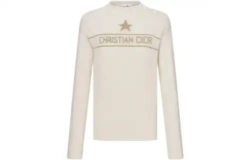 DIOR Embroidered Sweater Sweatshirt Women's White