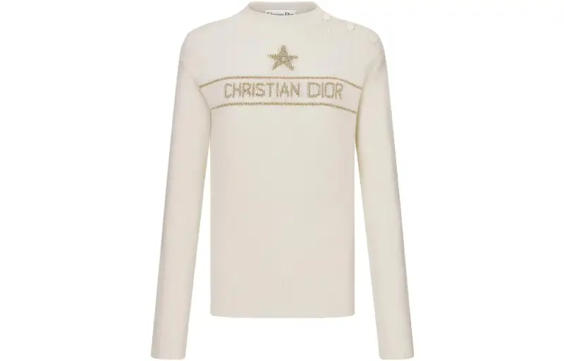 DIOR Embroidered Sweater Sweatshirt Women's White