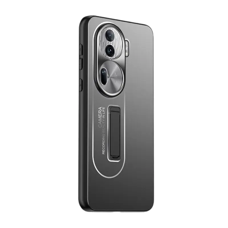 Baoguang TPU material, three-dimensional lens, anti-scratch, all-inclusive protection, folding stand, anti-fall cover, alloy frosted, anti-fingerprint, high-quality mobile phone case, suitable for opporeno11Pro/OPPORENO10, business style minimalist style