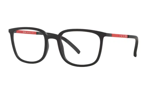 PRADA Plastic Irregular Shape Eyeglass Frames Men's Black