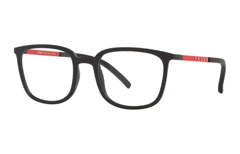 PRADA Plastic Irregular Shape Eyeglass Frames Men's Black