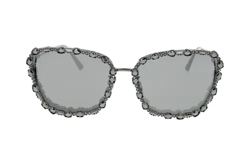 DIOR Metal Irregular Shape Sunglasses Women's Gray Black
