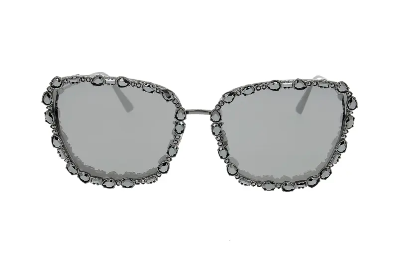 DIOR Metal Irregular Shape Sunglasses Women's Gray Black