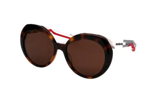 Balenciaga Injection Molded Acetate Rubber Irregular Shape Sunglasses Men's Tortoiseshell