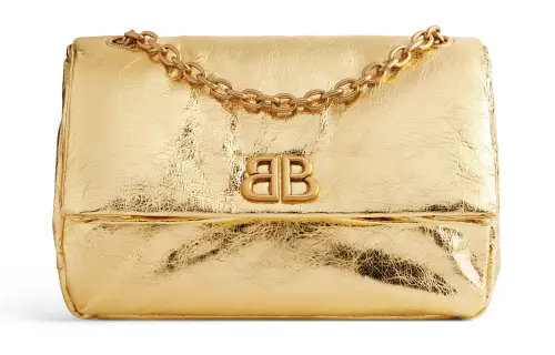 Balenciaga Calfskin Handbag, Shoulder Bag Women's Gold