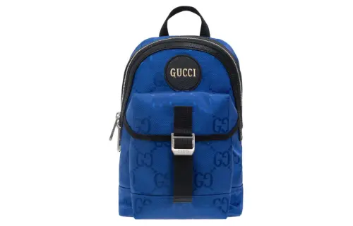 GUCCI Off The Grid Recycled Nylon With Leather Shoulder Bag, Crossbody Bag, Handbag Men's Blue