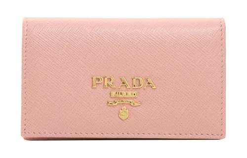 PRADA Saffiano Leather Card Holder Women's Pink