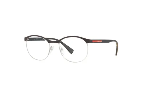 PRADA Plastic Metal Round Eyeglass Frames Men's Tortoiseshell