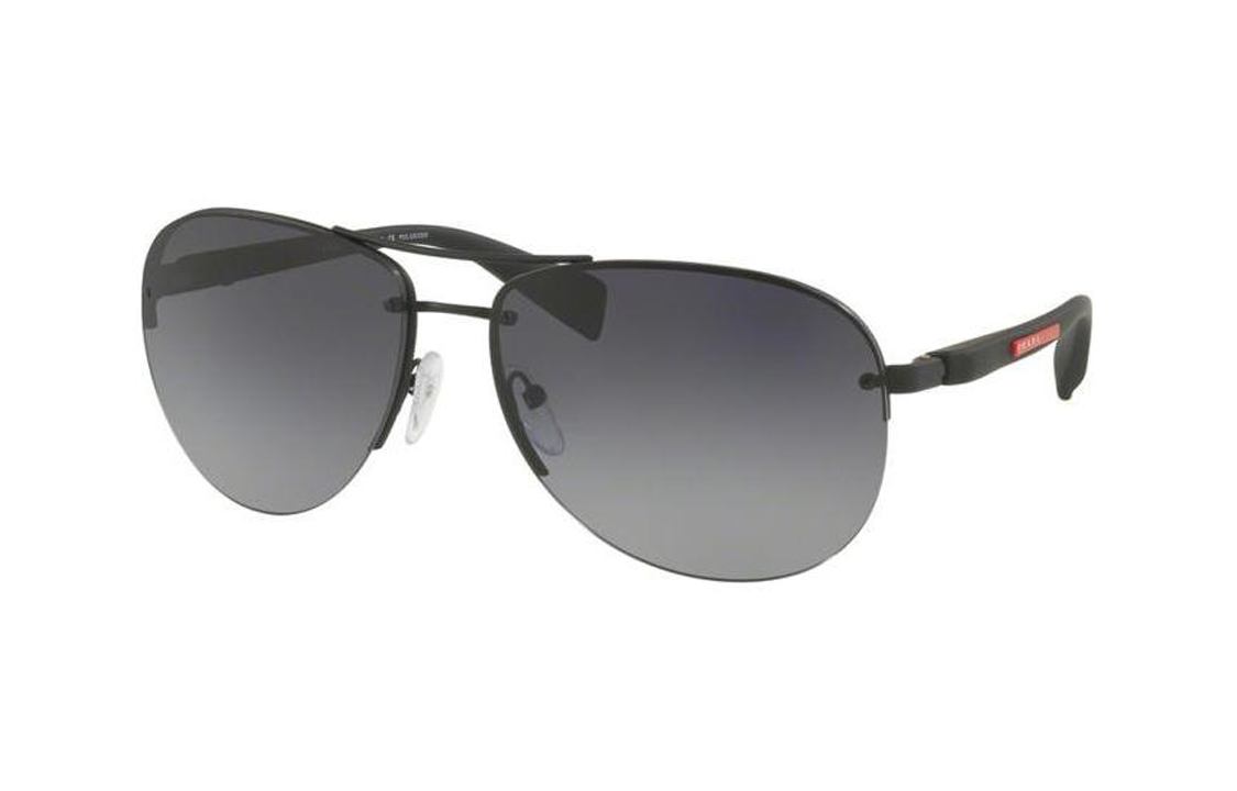PRADA Metal Plastic Aviator Sunglasses Men's Black