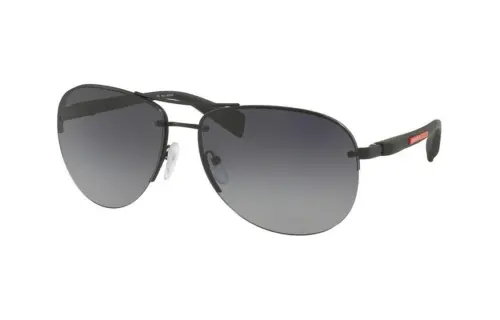 PRADA Metal Plastic Aviator Sunglasses Men's Black