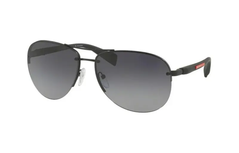 PRADA Metal Plastic Aviator Sunglasses Men's Black