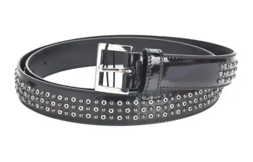 PRADA Logo Design Pin Buckle Leather Belts Women's Black