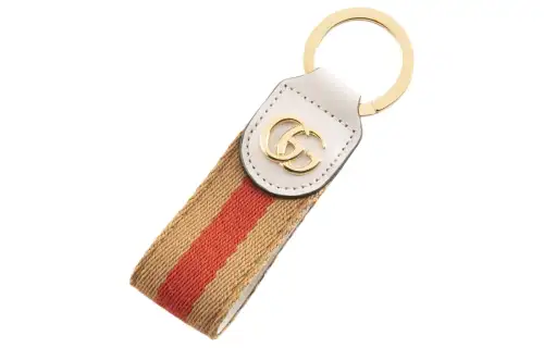 GUCCI Ophidia Canvas With Leather Key Ring Bag Accessory Unisex Beige