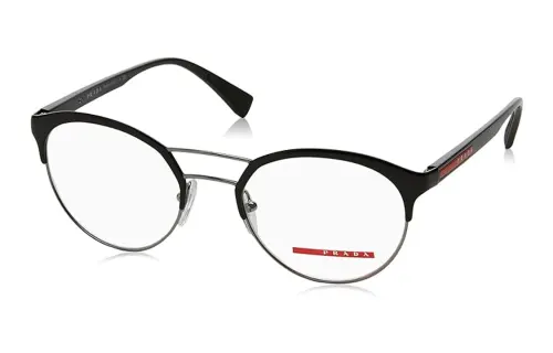 PRADA Metal Aviator Eyeglass Frames Men's Black