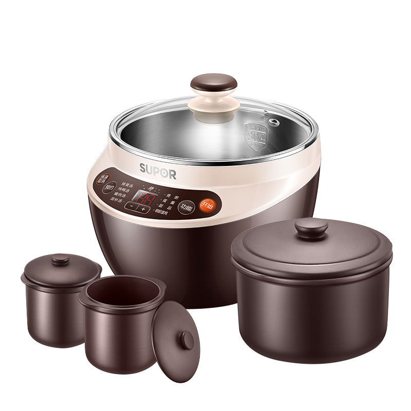 SUPOR Supor electric stew pot/electric stew cup, soup pot, purple pottery inner pot, bird's nest stew pot for direct stewing, water stew in one pot with four pots DZ16YC808