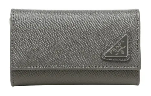 PRADA Saffiano Leather Key Pouch Men's Gray