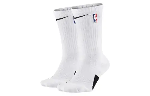 Nike NBA Elite Crew solid color logo casual basketball mid-calf socks for men and women, 1 pair, white, couple style