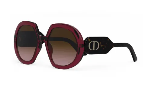 DIOR Acetate Irregular Shape Sunglasses Women's Red