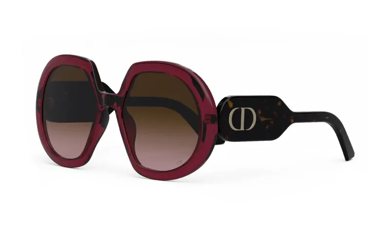 DIOR Acetate Irregular Shape Sunglasses Women's Red