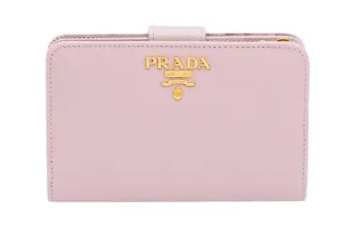 PRADA Saffiano Leather Wallet Small Women's Snowflake Gypsum Fibrosum Pink