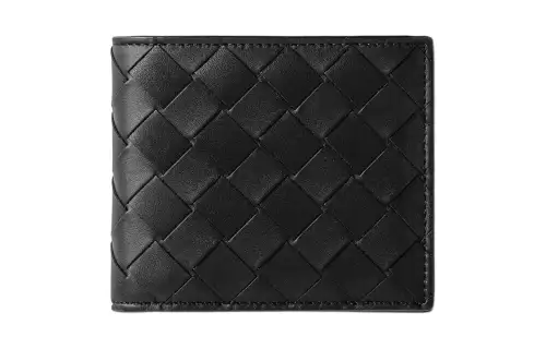 Bottega Veneta Calfskin Wallet Men's Black & Grass