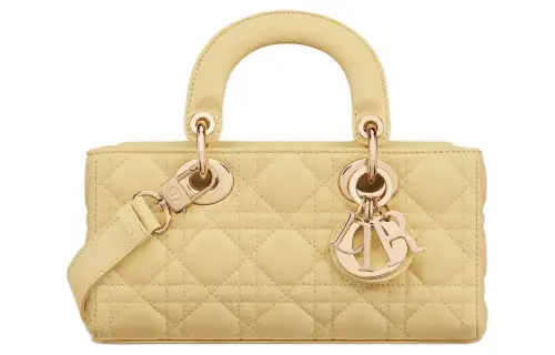 DIOR Lady D JOY Lambskin Handbag, Shoulder Bag, Crossbody Bag, Handbag Small Women's Light Yellow