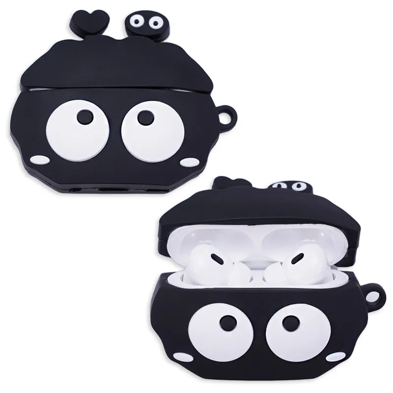 WANSI Compatibility With AirPods Pro 2, AirPods 1, Or AirPods 23 Silicone Small Black Coal Ball Headphone Cases