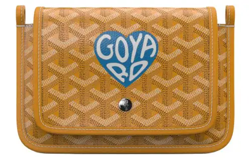 GOYARD Plumet Canvas With Leather Envelope Bag, Crossbody Bag, Shoulder Bag Unisex Yellow & Sky Blue Small Heart