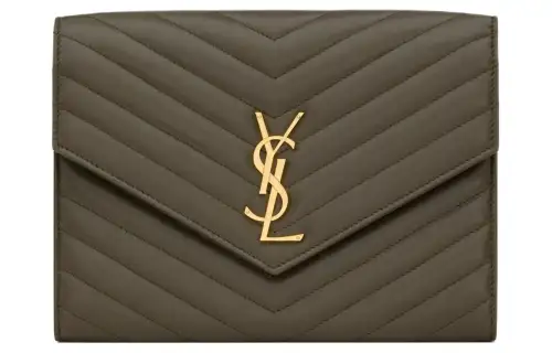 SAINT LAURENT Sheepskin Envelope Bag, Clutch Women's Light Musk