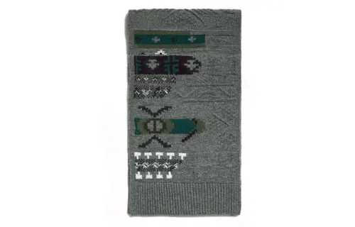HERMES Knit Scarves Unisex Gray