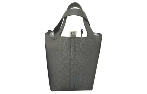 HERMES Picotin Lock Taurillon Clemence Leather Basket Bag, Bucket Bag, Handbag Women's H0 Gris Misty Gray
